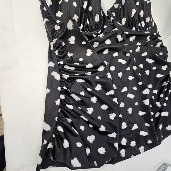 Swim by Cacique 42F Balconette Tankini Top Black White Dot Lane Bryant NWT - Picture 6 of 16